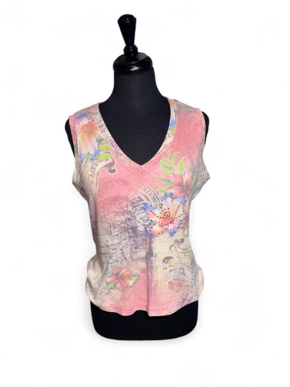 Y2K Forbidden Rhinestone Floral Blouse